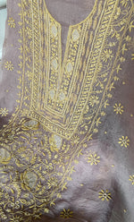 Load image into Gallery viewer, Women's Lakhnavi Handcrafted Pure Organza Chikankari Unstitched Kurta And Dupatta Set- HONC0318670