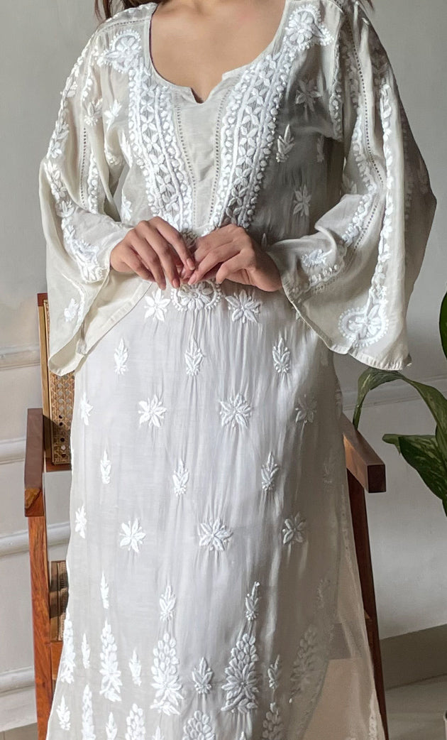 Women's Lucknowi Handcrafted Muslin Chikankari Kurti - HONC0292600