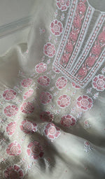 将图像加载到图库查看器中, Gulalai Women's Lakhnavi Handcrafted Mul Chanderi Unstitched Kurta And Dupatta Set - HONC0359788