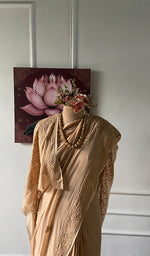 Load image into Gallery viewer, Women's Lakhnavi Handcrafted Viscose Georgette Chikankari Saree - HONC0337522