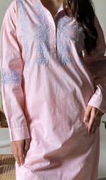 将图像加载到图库查看器中, Enayat Women's Lakhnavi Handcrafted Cotton Chikankari Oversized Kurta And Pant Set - HONC0297451