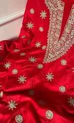 Load image into Gallery viewer, Women's Lakhnavi Handcrafted Pure Silk Chikankari Unstitched Kurta And Dupatta Set- HONC0245854