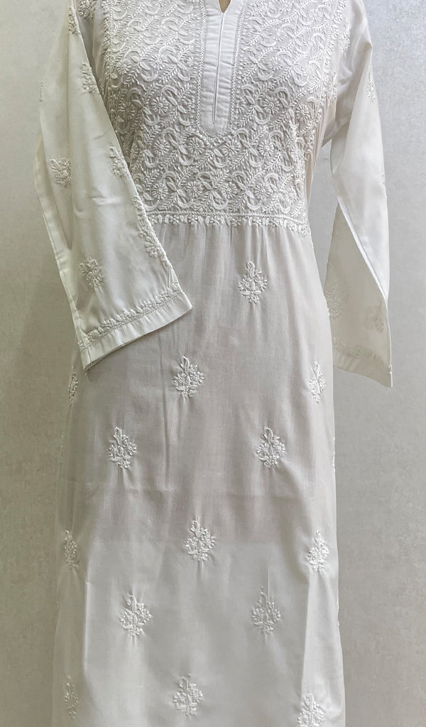 Gulnaaz Women's Lucknowi Handcrafted Mul Cotton Chikankari Kurti - HONC0161282