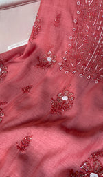 将图像加载到图库查看器中, Women's Lucknowi Handcrafted Chanderi Silk Chikankari Full Suit Material - HONC0260961
