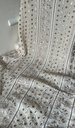 将图像加载到图库查看器中, Saima Women's Lakhnavi Handcrafted Pure Silk Georgette Chikankari  Kurti Fabric - HONC0229269
