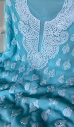 将图像加载到图库查看器中, Women's Lucknowi Handcrafted Faux-Georgette Chikankari Suit Material - HONC0263019