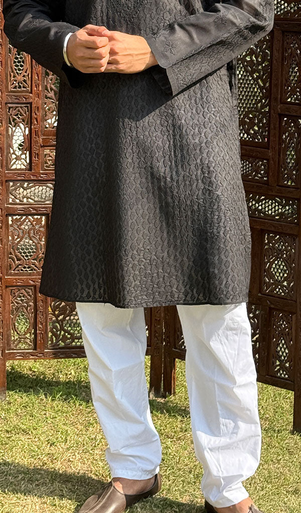 Men's Lucknowi Handcrafted Cotton Chikankari Kurta - HONC011494