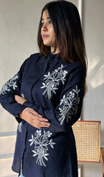 Load image into Gallery viewer, Women's Lucknowi Handcrafted Slub Cotton Chikankari Top - HONC0297640