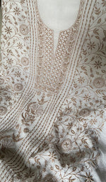 Load image into Gallery viewer, Women's Lakhnavi Handcrafted Mul Chanderi Unstitched Kurta And Dupatta Set - HONC0347660