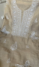 将图像加载到图库查看器中, Women's Lakhnavi Handcrafted Tissue Chanderi Chikankari Kutra Dupatta Set - HONC0278158