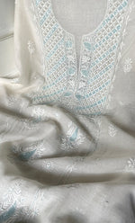 将图像加载到图库查看器中, Women's Lakhnavi Handcrafted Unstitched Mul Chanderi Kurta And Dupatta Set - HONC0323592