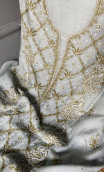 Load image into Gallery viewer, Women's Lakhnavi Handcrafted Mul Chanderi Unstitched Kurta And Dupatta Set- HONC0312985
