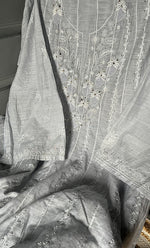 Load image into Gallery viewer, Women's Lakhnavi Handcrafted Chanderi Silk Semi - Stitched Anarkali And Dupatta Set - HONC0273150