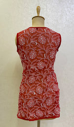 Load image into Gallery viewer, Women's Lucknowi Handcrafted Faux-Georgette Chikankari Top- HONC0140438