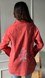 Load image into Gallery viewer, Women's Lucknowi Handcrafted Slub Cotton Chikankari Top - HONC0299146