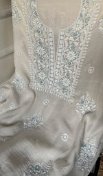 Load image into Gallery viewer, Irum Women's Lakhnavi Handcrafted Mul Chanderi Unstitched Kurta And Dupatta Set - HONC0297196