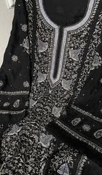 Load image into Gallery viewer, Women's Lakhnavi Handcrafted Mul Chanderi Semi - Stitched Kurta And Dupatta Set - HONC0261772