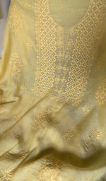 Load image into Gallery viewer, Women's Lakhnavi Handcrafted Mul Chanderi Unstitched Chikankari Full Suit Material - HONC0345047