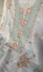 将图像加载到图库查看器中, Women's Lakhnavi Handcrafted Mul Chanderi Unstitched Kurta And Dupatta Set- HONC0313655