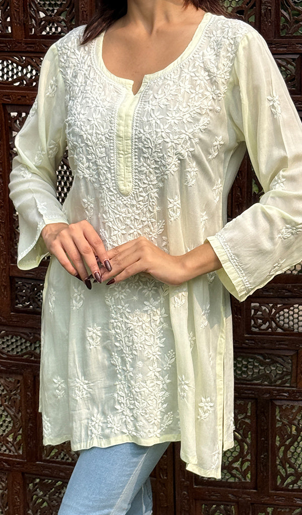 Women's Lakhnavi Handcrafted Modal Cotton Chikankari Top - HONC03088020