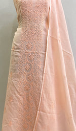 将图像加载到图库查看器中, Women's Lakhnavi Handcrafted Kota Cotton Chikankari Kurta And Dupatta Set - HONC050677