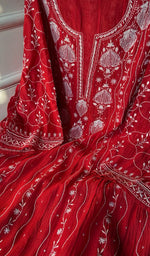 Load image into Gallery viewer, Laiba Women's Lakhnavi Handcrafted Mul Chanderi Semi - Stitched Anarkali And Dupatta Set - HONC0271849