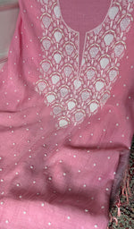 Load image into Gallery viewer, Jazba Women's Lakhnavi Handcrafted Mul Chanderi UnStitched Kurta And Dupatta Set - HONC0370225