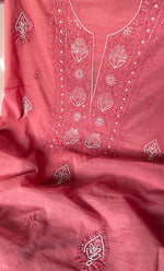 Load image into Gallery viewer, Women's Lakhnavi Handcrafted Mul Chanderi Unstitched Chikankari Full Suit Material - HONC0314654