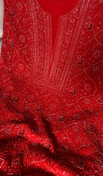 Load image into Gallery viewer, Women's Lakhnavi Handcrafted Pure Silk Georgette Chikankari Unstitched Kurta And Dupatta Set - HONC0346864