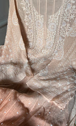 Load image into Gallery viewer, Tripty Women's Lakhnavi Handcrafted Mul Chanderi Semi - Stitched Anarkali And Dupatta Set - HONC0305939