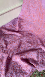 Load image into Gallery viewer, Women's Lucknowi Handcrafted Chanderi Silk Unstitched Chikankari Full Suit Material - HONC0342151