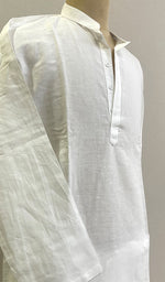 Load image into Gallery viewer, Men's Lucknowi Handcrafted Linen Cotton Chikankari Kurta With Pant -HONC0204540