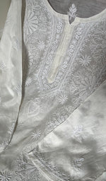 将图像加载到图库查看器中, Women's Lakhnavi Handcrafted Mul Chanderi Semi - Stitched Kurta And Dupatta Set - HONC0272862