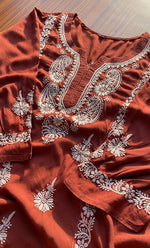 将图像加载到图库查看器中, Women's Lucknowi Handcrafted Modal Cotton Chikankari Kurti - HONC0298733