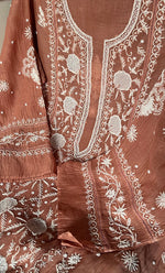 Load image into Gallery viewer, Women's Lakhnavi Handcrafted Mul Chanderi Semi - Stitched Anarkali And Dupatta Set - HONC0330159
