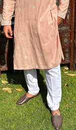 Load image into Gallery viewer, Men's Lucknowi Handcrafted Cotton Chikankari Kurta - HONC0335263