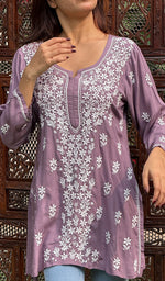 Load image into Gallery viewer, Fariah Women's Lakhnavi Handcrafted Modal Cotton Chikankari Top - HONC0247400