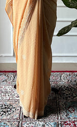 将图像加载到图库查看器中, Women's Lakhnavi Handcrafted Pure Silk Georgette Chikankari Saree - HONC0274137