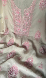 Load image into Gallery viewer, Women's Lakhnavi Handcrafted Mul Chanderi Unstitched Kurta And Dupatta Set - HONC0273055