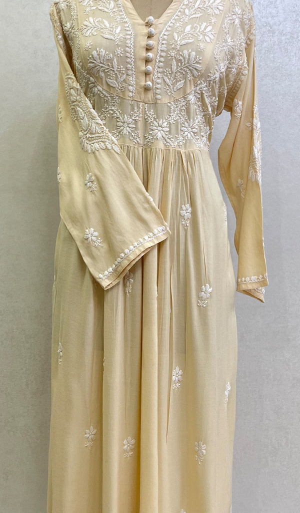 Women's Lucknowi Handcrafted Modal Cotton Chikankari Kurti - HONC09552