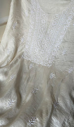 Load image into Gallery viewer, Women's Lakhnavi Handcrafted Tussar Silk Chikankari Kurta And Dupatta Set - HONC0256812