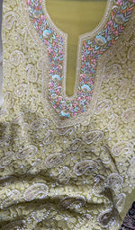 Load image into Gallery viewer, Women's Lakhnavi Handcrafted Unstitched Faux-Georgette Chikankari Suit Material - HONC0318463