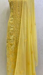 Load image into Gallery viewer, Women's Lucknowi Handcrafted Faux-Georgette Chikankari Suit Material- HONC0154327