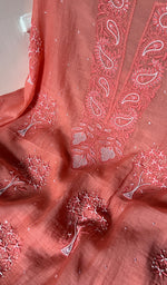 Load image into Gallery viewer, Women's Lakhnavi Handcrafted Mul Chanderi Unstitched Kurta And Dupatta Set - HONC0253625