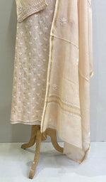 Load image into Gallery viewer, Women's Lakhnavi Handcrafted Mul Chanderi Semi - Stiched Kurta And Dupatta Set - HONC0154859