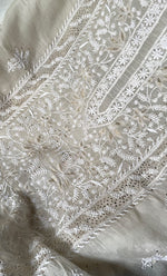 Load image into Gallery viewer, Women's Lakhnavi Handcrafted Pure Organza Chikankari Unstitched Kurta And Dupatta Set- HONC0320492