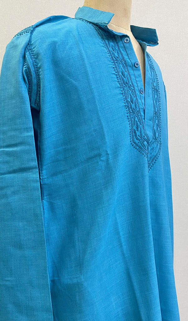 Men's Lucknowi Handcrafted Cotton Chikankari Kurta - HONC0199776