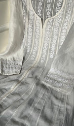 Load image into Gallery viewer, Women's Lakhnavi Handcrafted Chanderi Silk Chikankari Unstitched Anarkali Fabric - HONC0135243