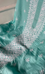 Load image into Gallery viewer, Women's Lucknowi Handcrafted Kota Cotton Chikankari Unstitched Kurta And Dupatta Set - HONC0336030
