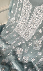 将图像加载到图库查看器中, Women's Lakhnavi Handcrafted Unstitched Mul Chanderi Kurta And Dupatta Set - HONC0329030